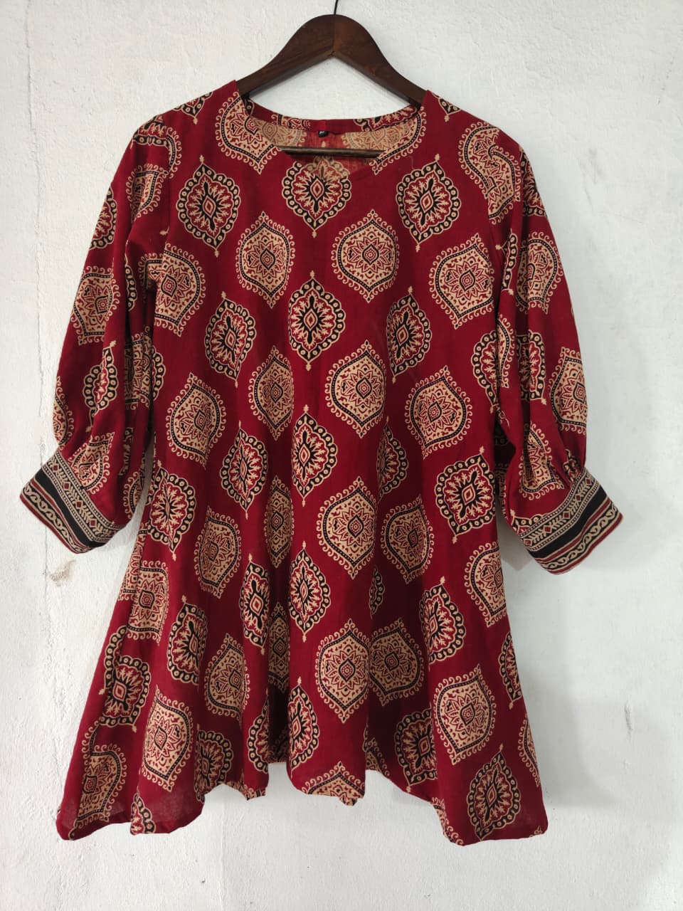 Ajrakh Block with and Medallion in Madder Red Print Dress
