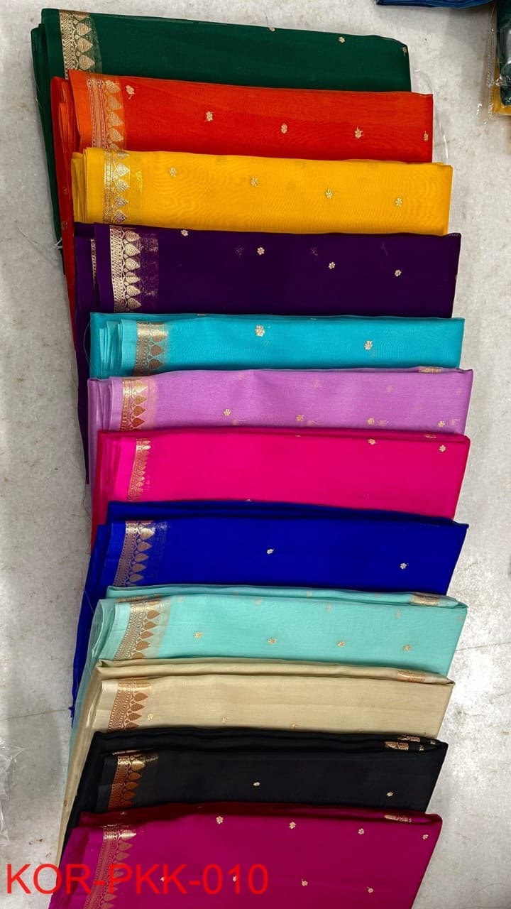 Handloom Banarasi Kora Silk Saree with Forest Green Antique Kaduwa Zari Weave