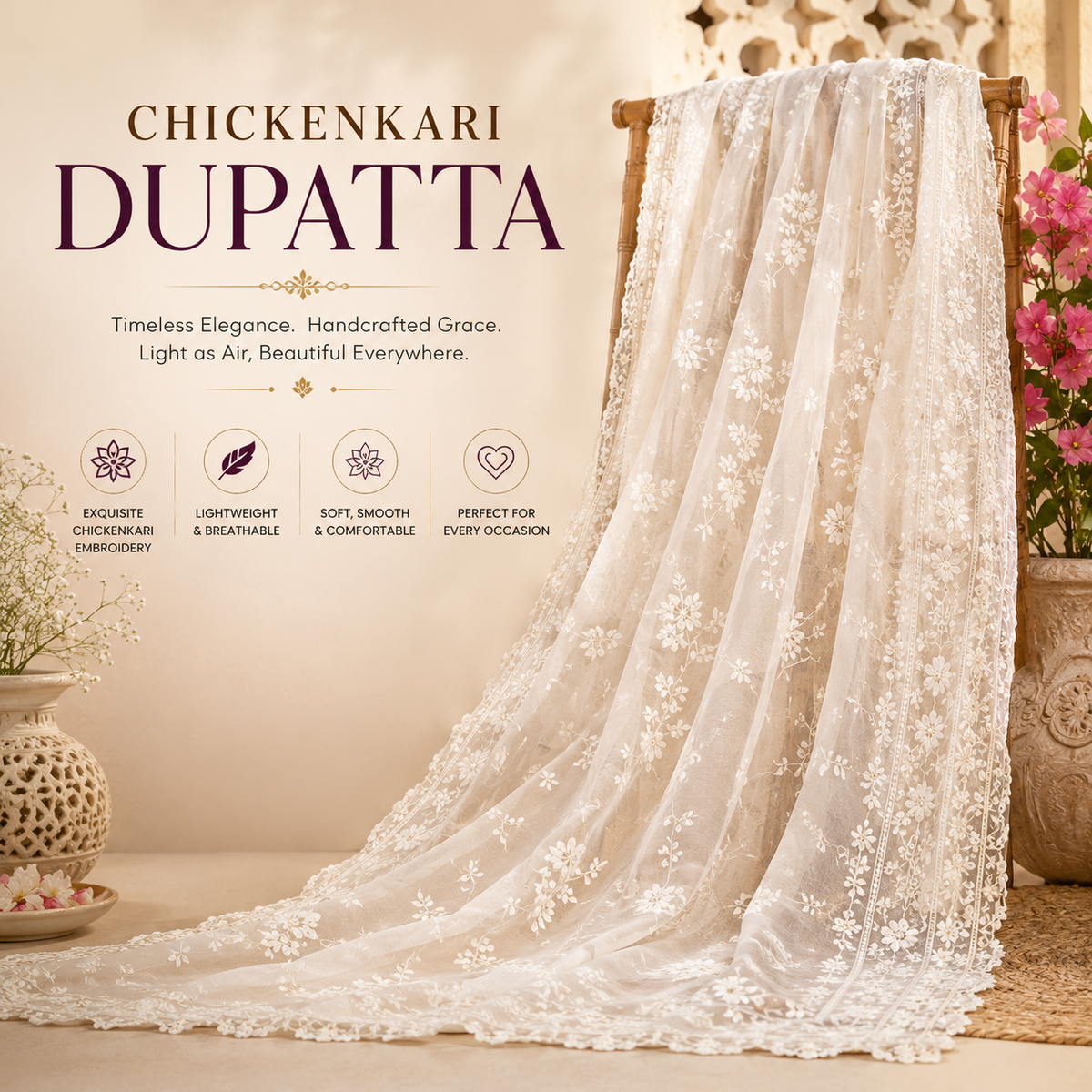 CHIKANKARI DUPATTA