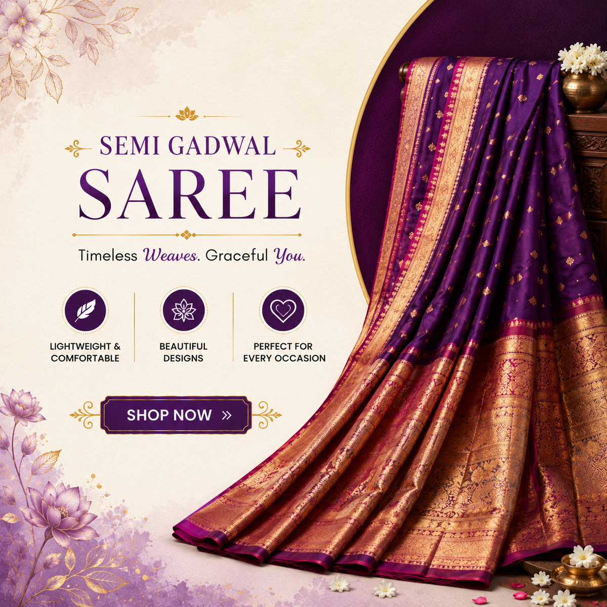 SEMI GADWAL SAREE