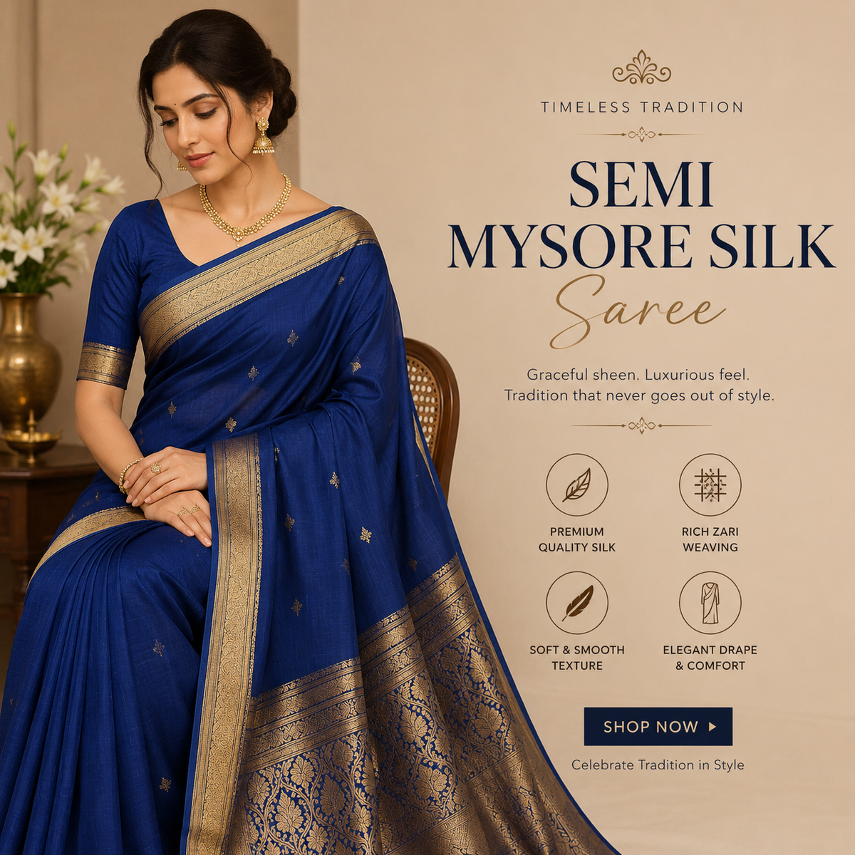SEMI MYSORE SILK SAREE