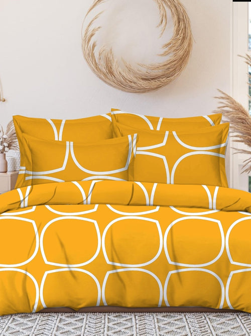Yellow Cotton Elastic 160 TC King Bedsheet with 2 Pillow Covers