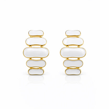 Korean Style Vintage White Enamel Tiered Drop Earrings