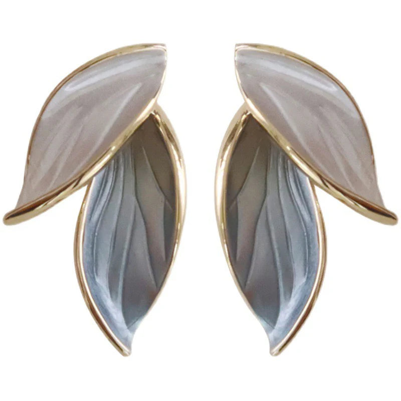 Korean Style Elegant Double Leaf Stud Earrings