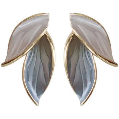Korean Style Elegant Double Leaf Stud Earrings