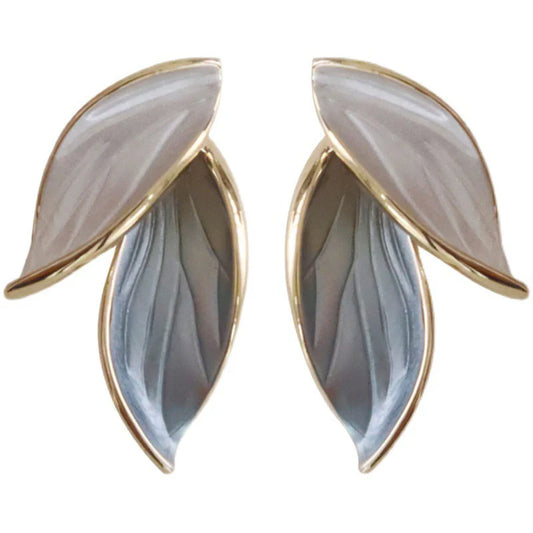 Korean Style Elegant Double Leaf Stud Earrings