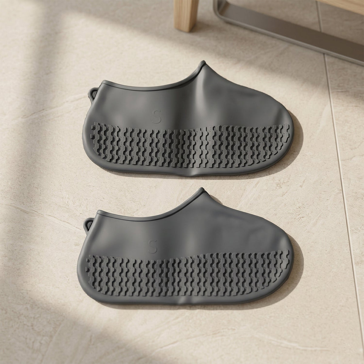 Reusable Waterproof Silicone Rain Shoe Cover Grey Small Non Slip (1 Pair)