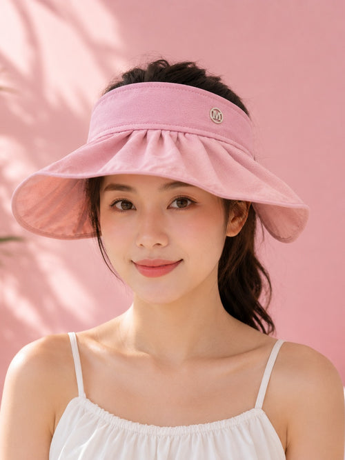 Women’s Wide Brim Sun Visor Cap with Adjustable Strap for Summer (Random Color 1 PC)