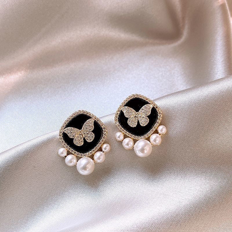 Korean Style Luxury Crystal Butterfly Stud Earrings