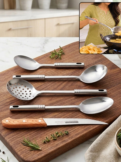 5-in-1 Stainless Steel Kitchenware Tool Set With Serving Spoons And Kitchen Knife