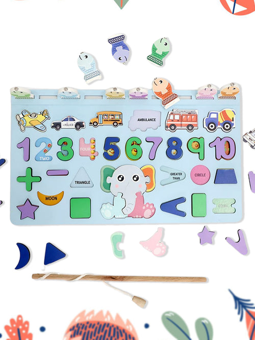 Wooden Number Puzzle Match Board And Magnetic Rod