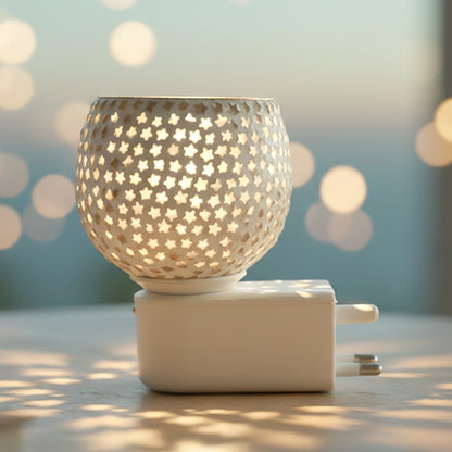 Premium Plug-in Star Cut Glass Aroma Diffuser Night Lamp (1 Pc)
