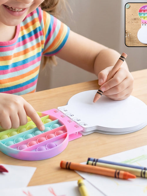 Mini Pop It Diary Fidget Notebook For Kids Rainbow Silicone Bubble (1 Pc)