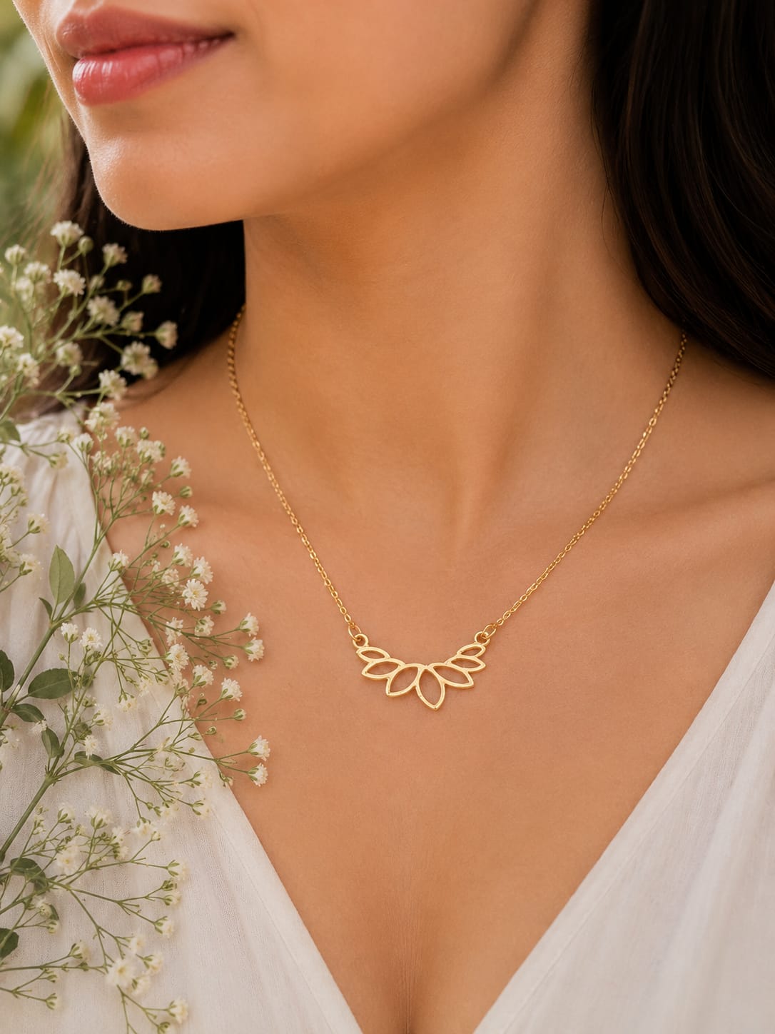 Wildflower Bloom Gold Pendant Necklace - Radiant Energy & Floral Grace