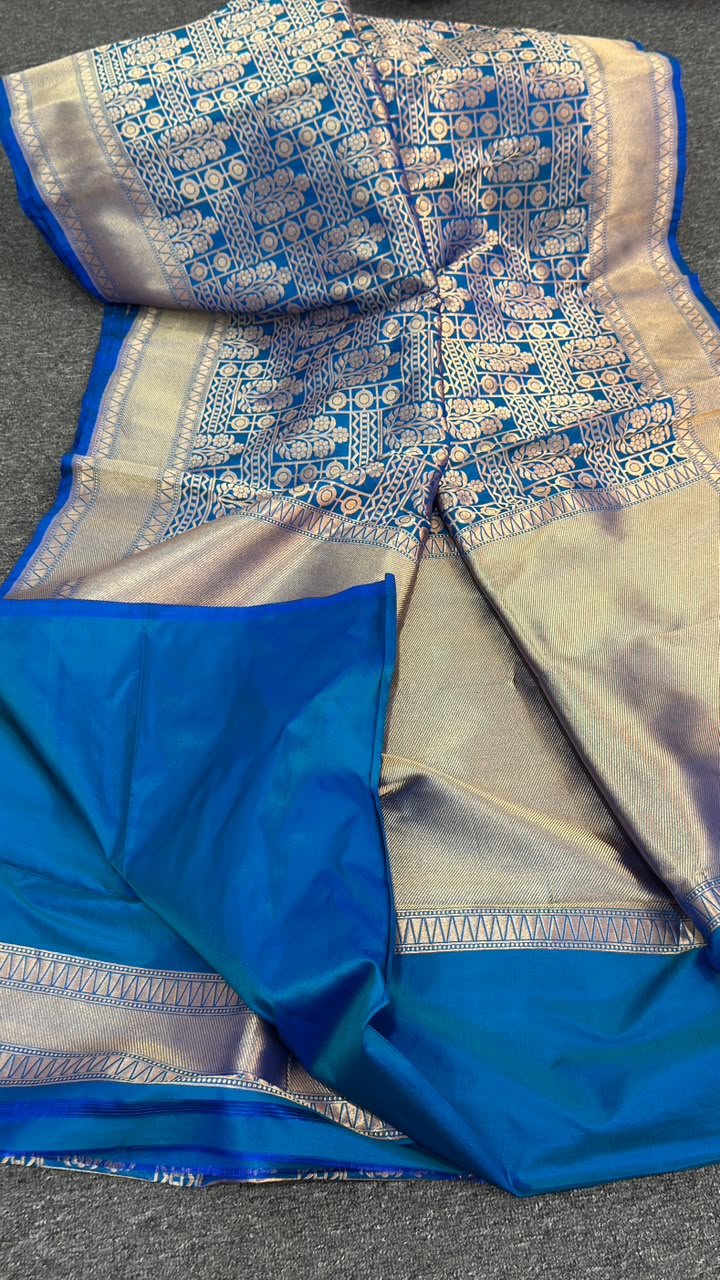 Royal Blue  Banarasi Pure Katan Jangla Silk Saree