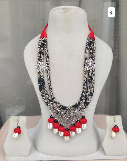 beautiful Silver Red boho style long necklace set