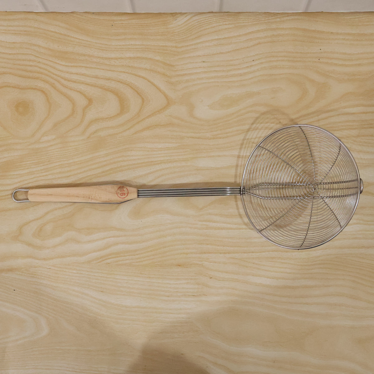 Stainless Steel Frying Skimmer Strainer With Wooden Handle (1 Pc 45 Cm)