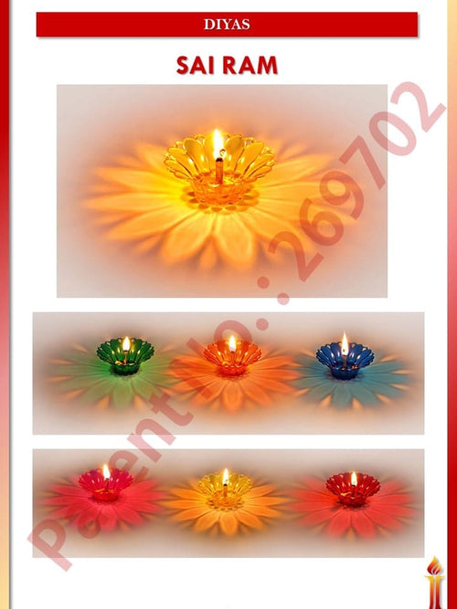3D Reflective Shadow Diyas for Diwali Decoration | Pack of 12 |Dipawali Diya | Transparent Oil and Water Diya Deepawali Decoration Diya (MULTICOLOUR)