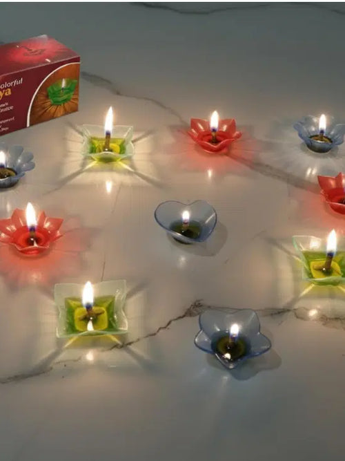 3D Colorful Reflection Diyas (Pack of 10)