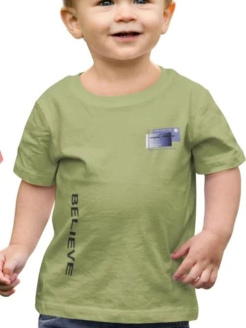 Cotton Blend Round Neck Printed T-Shirt for Boys (Green, 3-4 Years)