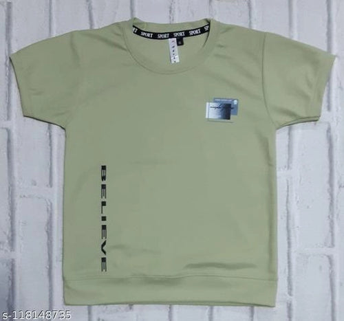 Cotton Blend Round Neck Printed T-Shirt for Boys (Green, 4-5 Years)