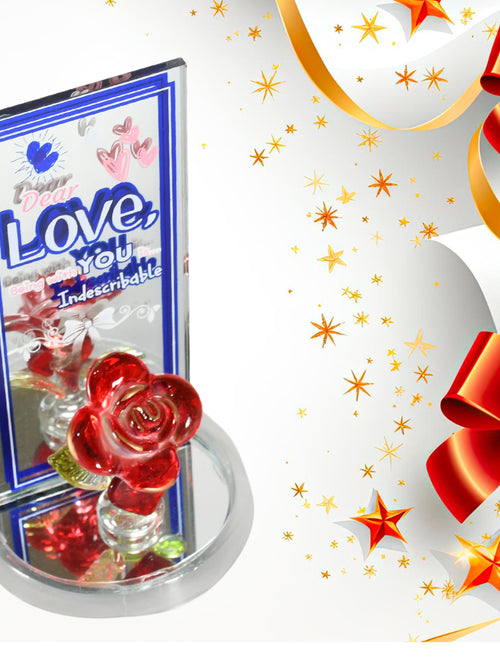 17530 Lovely Rose Gift Showpiece Love Showpiece Valentines Day Gift Cute Anniversary Wedding Birthday Boyfriend Husband Romantic Unique Gift Set Home Decoration Gift Set (1 Pc)