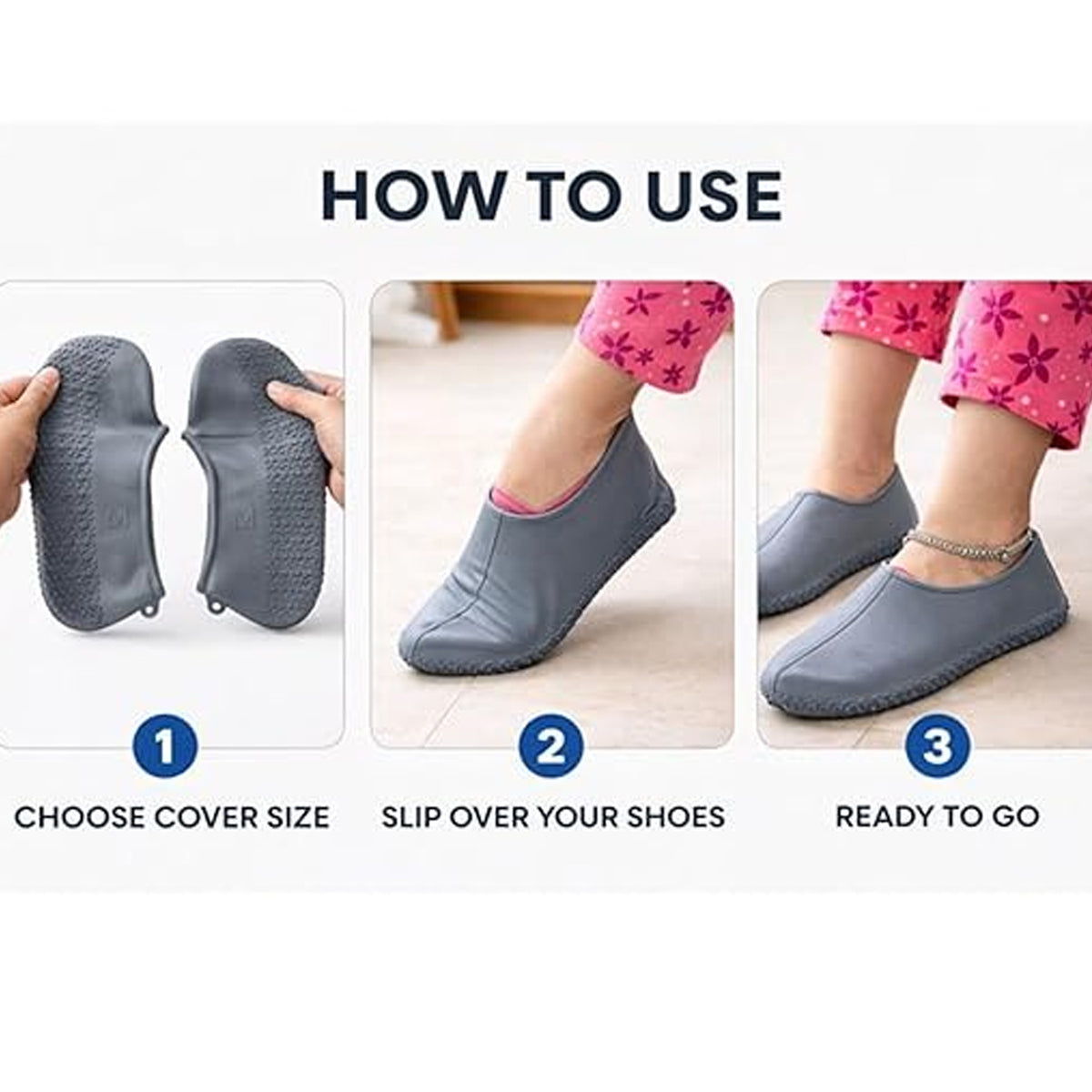 Waterproof Silicone Rain Shoe Cover 21 Cm Small Anti Slip Reusable (1 Pair)