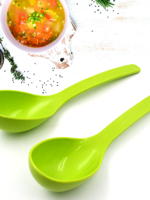 5724 Plastic Spoon Kitchen Multipurpose Serving Ladle For Frying Serving Turner Curry Ladle Serving Rice Spoon Used While Eating And Serving Food Stuffs Etc (2 Pcs Set  10 Inch )