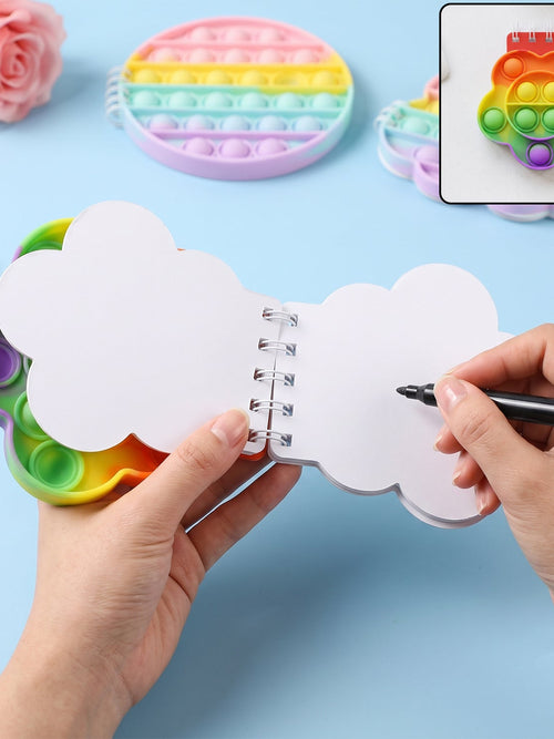 Rainbow Push Bubble Pop It Diary Fidget Notebook For Kids Silicone (1 Pc)