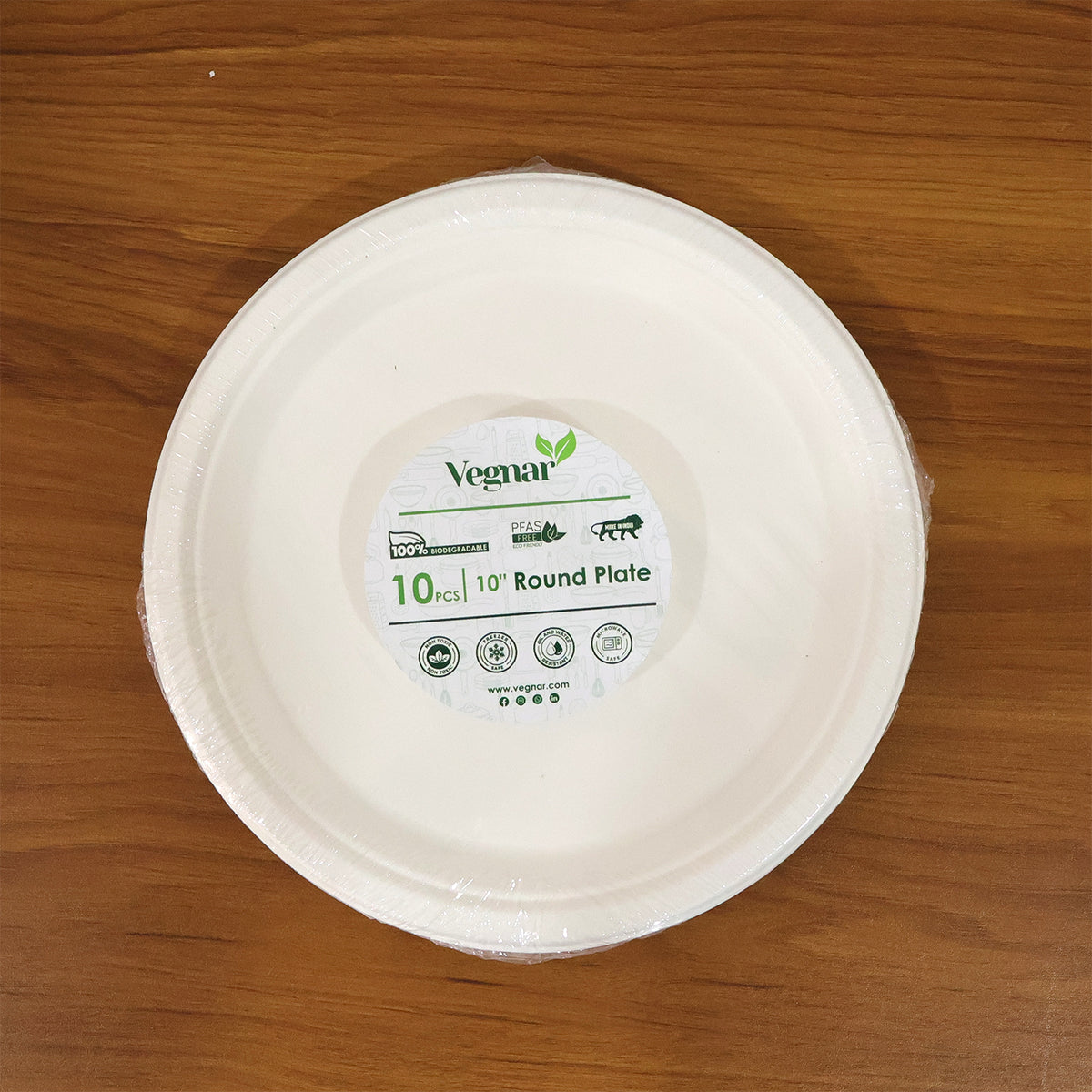 Vegnar Disposable Round Food Serving Plate (10 Pc)