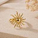 Korean Style Anti-Tarnish Gold Sunburst Adjustable Ring