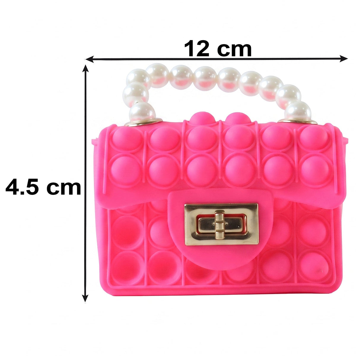 Kids Pop It Fidget Purse Silicone Sling Bag With Pearl Handle (1 Pc)