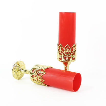 Decorative Led Candle Light Lamps With Golden Stand  (2 Pc)