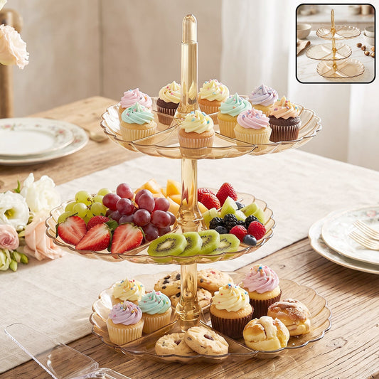 Acrylic 3 Tier Snack And Dessert Serving Stand For Parties And Home (1 Pc)