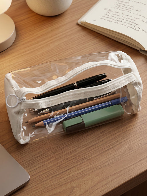 Transparent Pvc Pencil Case With Zipper Closure (1 Pc)