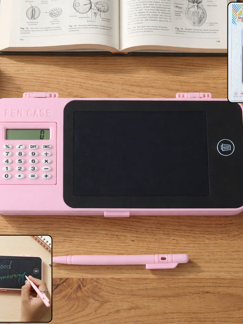 Lcd Writing Tablet Pencil Case With Calculator 1 Pc