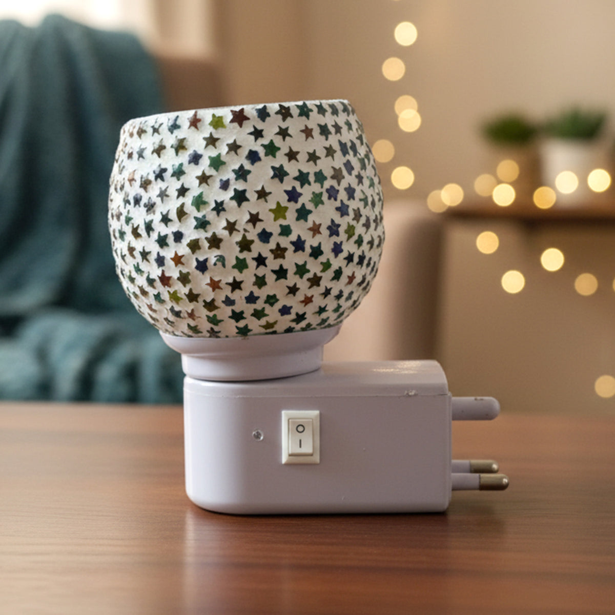 Decorative Star Pattern Mosaic Glass Plug-in Night Lamp (1 Pc)